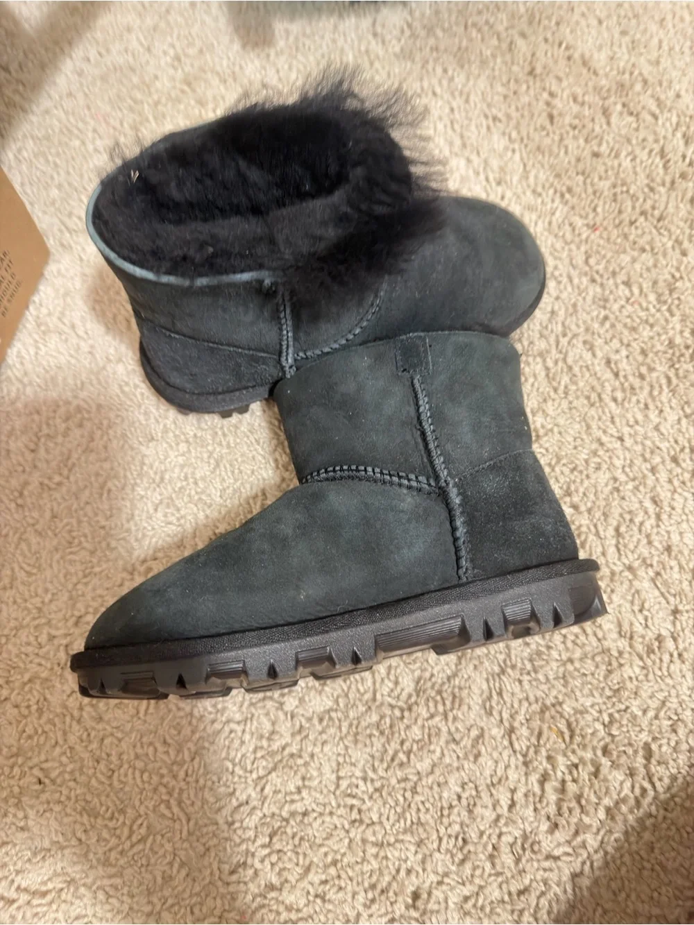 Kirkland Signature Black Kids Faux-Fur Suede Boots